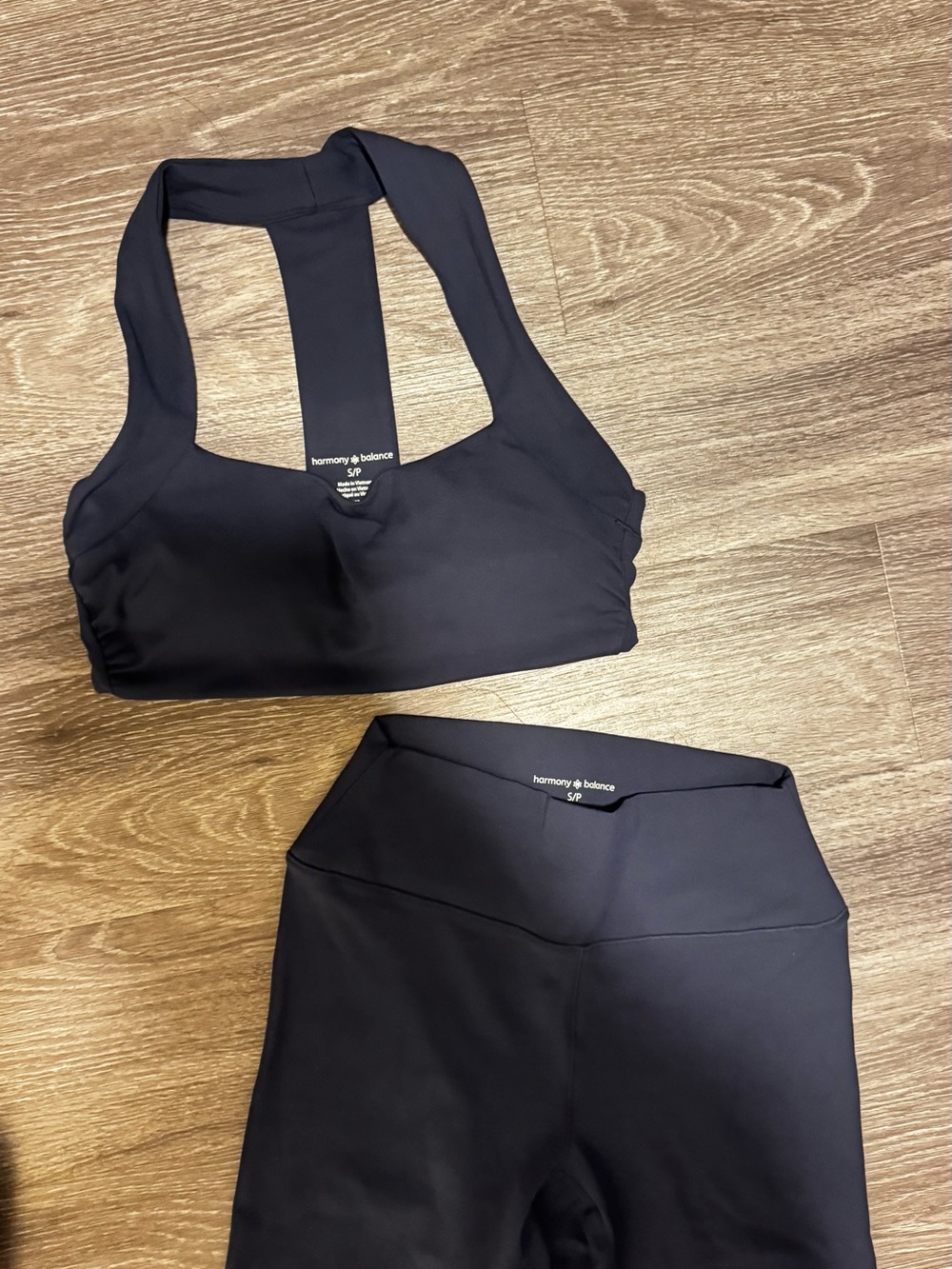 Harmony Balance Navy Sports Bra and Leggings Matching Workout Set